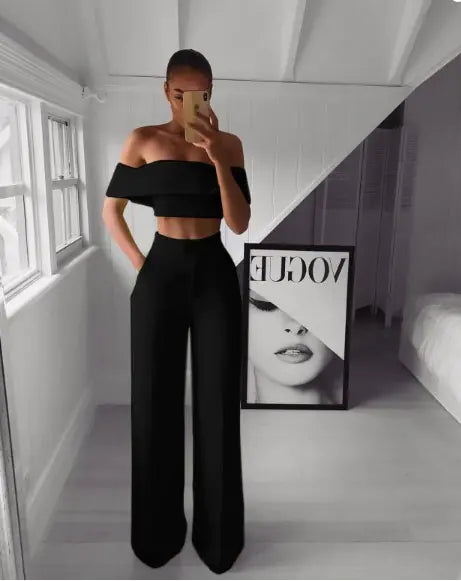 Cropped Top and Long Trousers Set