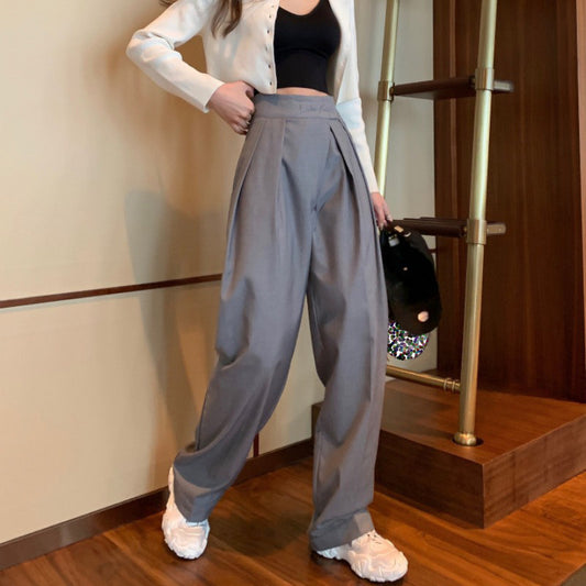 The New Velcro Slimming Suit Wide-leg Pants Straight Casual Drape Mopping Trousers Women