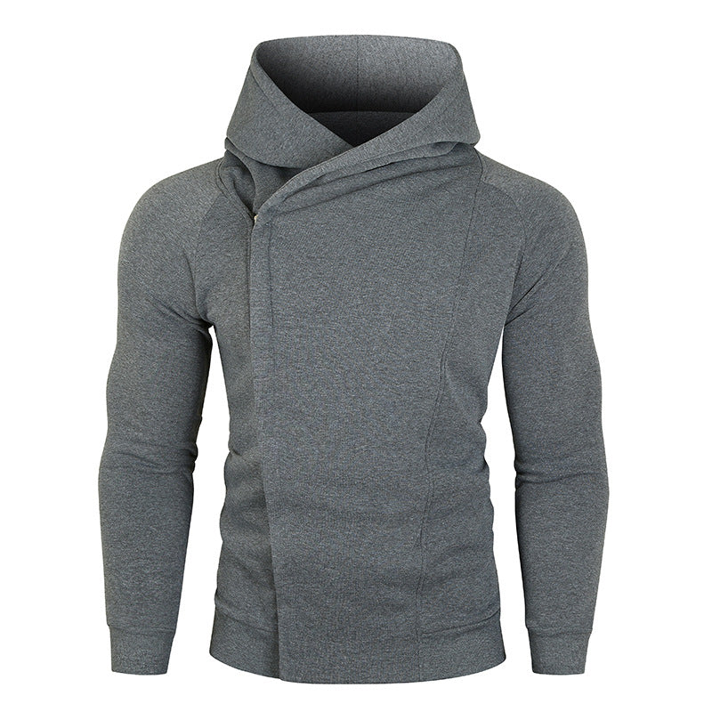 Pure Color Hooded Top Trend Side Zip Long Sleeve