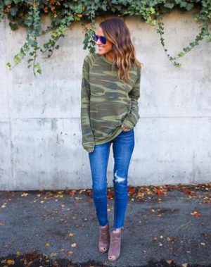 Women's Camouflage Sweater Long Sleeve Casual Jacket