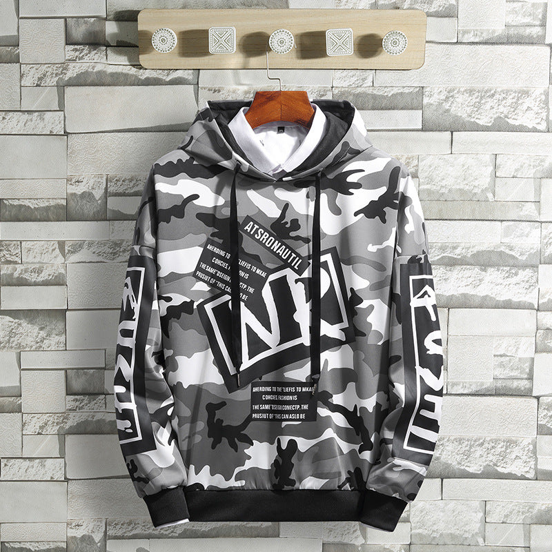 Camouflage long-sleeved sweater personality loose hooded sweater
