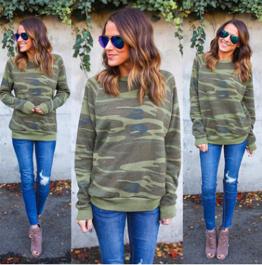 Women's Camouflage Sweater Long Sleeve Casual Jacket