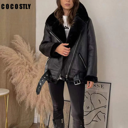 Woman's Leather Fur Coat